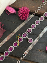 White tone American Diamond Hip Chain-Red-Links-G3878